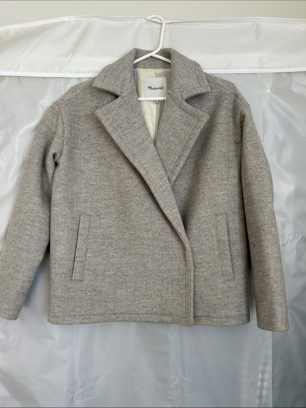 Madewell Light Gray Wool-Blend Peacoat